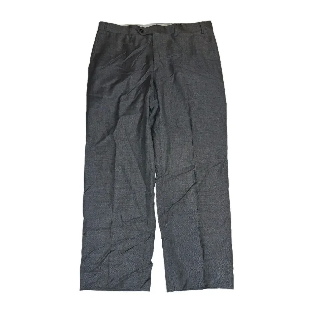Canali Tessuto Dress Pants Mens 37 Gray Pleated Front 100% Wool Made in Italy